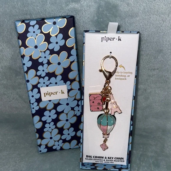 Piper K Hot Air Balloon Paris-themed Bag Charm - Picture 3 of 9